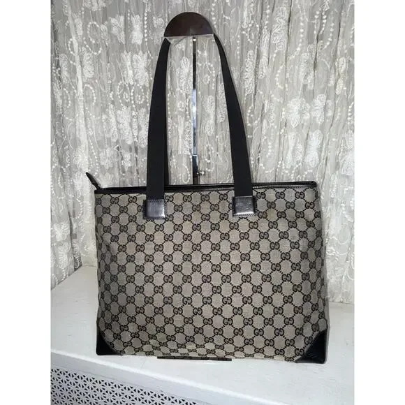 GUCCI Tote Bag GG Canvas BEIGE All-over Pattern Shoulder ladies used Italy - Picture 7 of 14